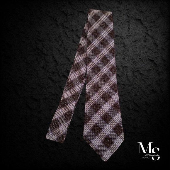 HICKEY FREEMAN Brown Purple PLaids & Cheks Silk Tie Made In USA W: 3.4" EX COND - Picture 7 of 7
